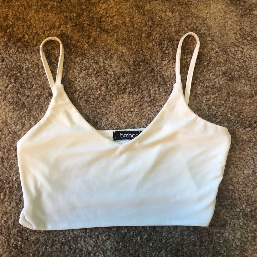 BooHoo Super Cropped White Tank